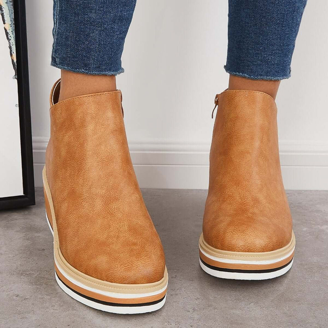 Damen Stiefeletten mit seitlichem Reißverschluss und Plateausohle - image 15