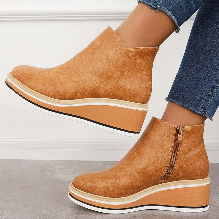 Damen Stiefeletten mit seitlichem Reißverschluss und Plateausohle - image 16
