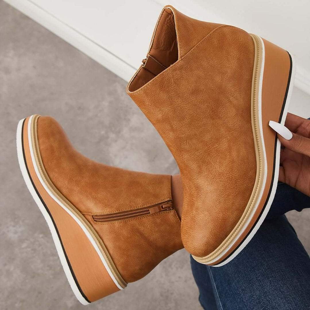 Damen Stiefeletten mit seitlichem Reißverschluss und Plateausohle - image 17