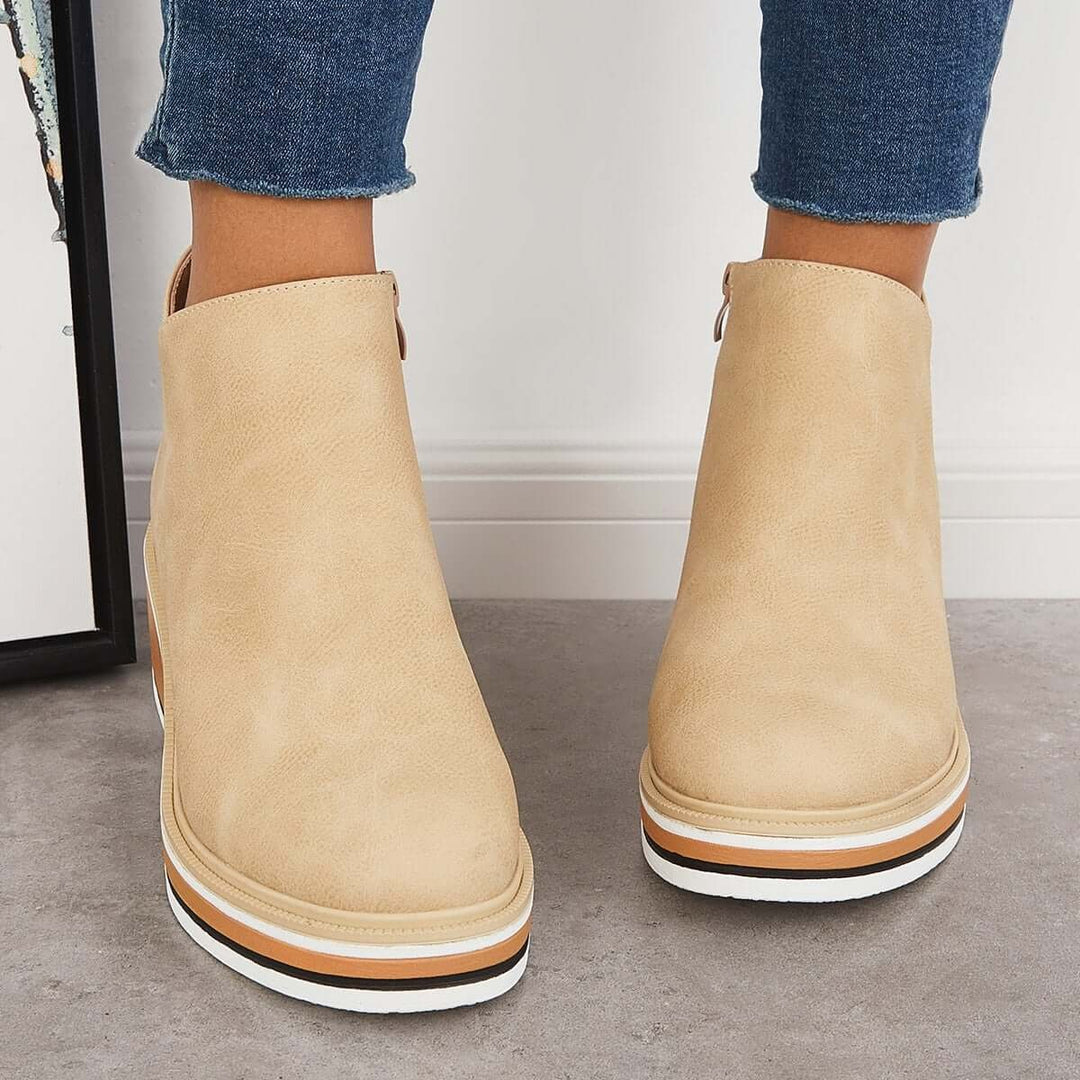 Damen Stiefeletten mit seitlichem Reißverschluss und Plateausohle - image 18