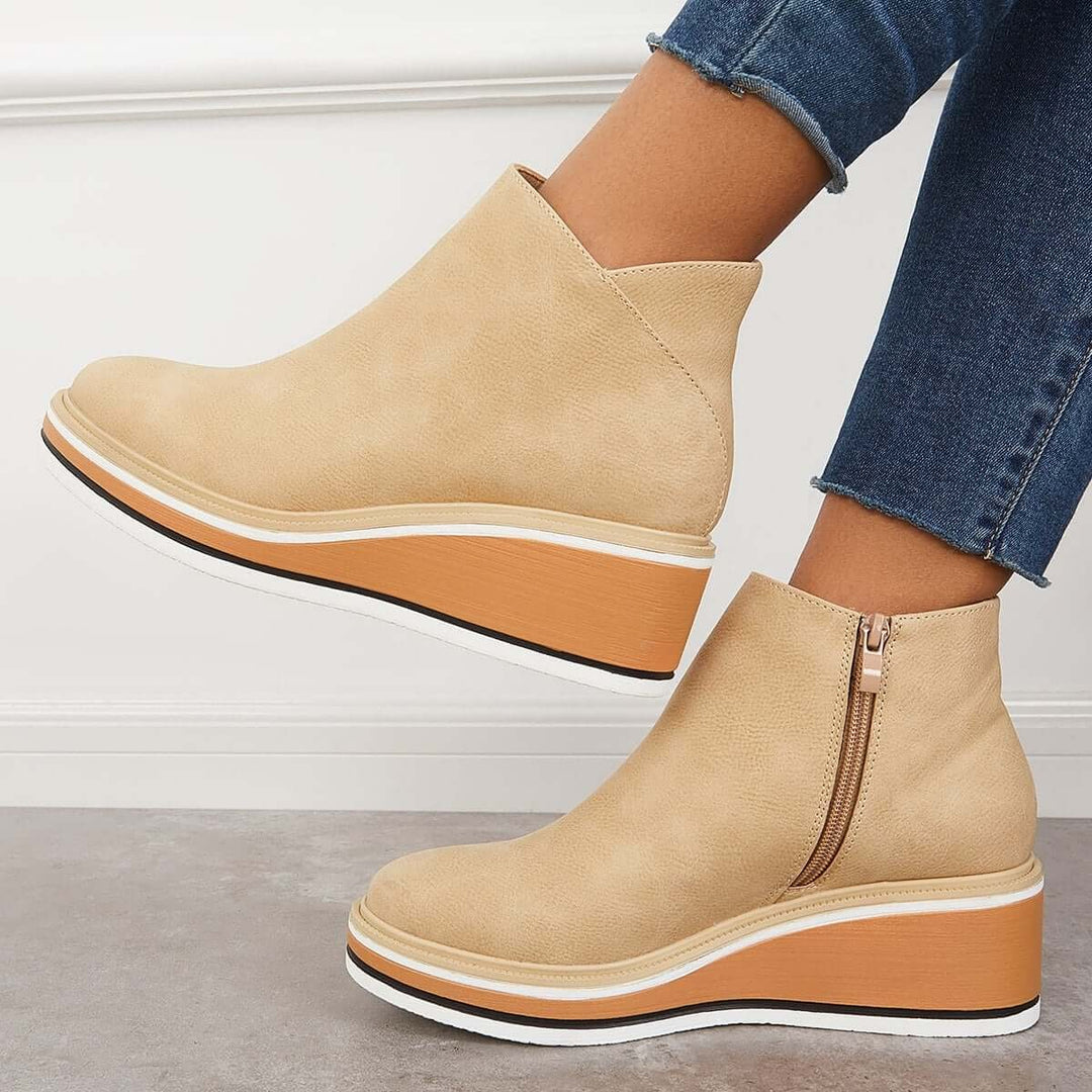 Damen Stiefeletten mit seitlichem Reißverschluss und Plateausohle - image 19