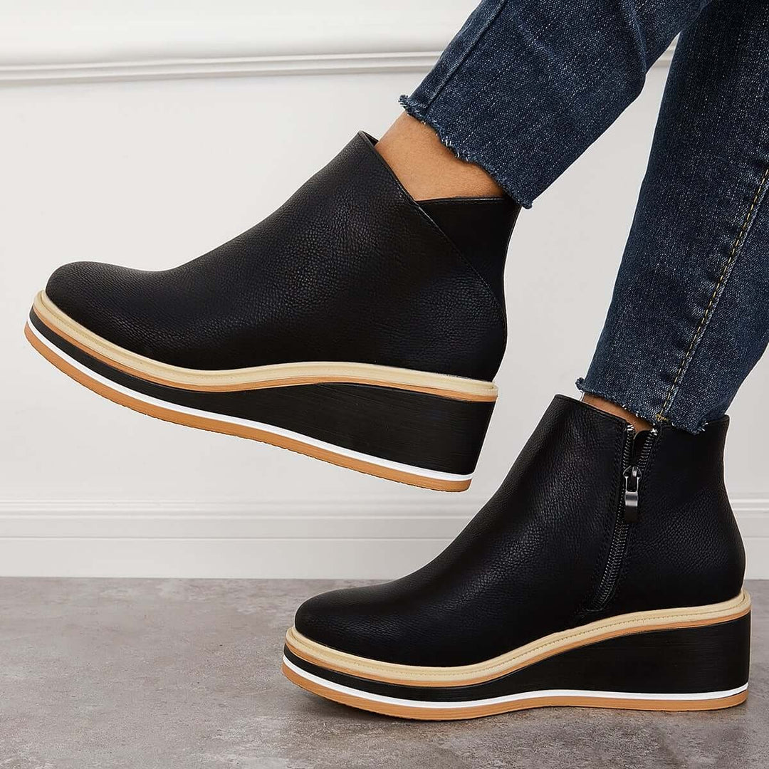 Damen Stiefeletten mit seitlichem Reißverschluss und Plateausohle - image 2