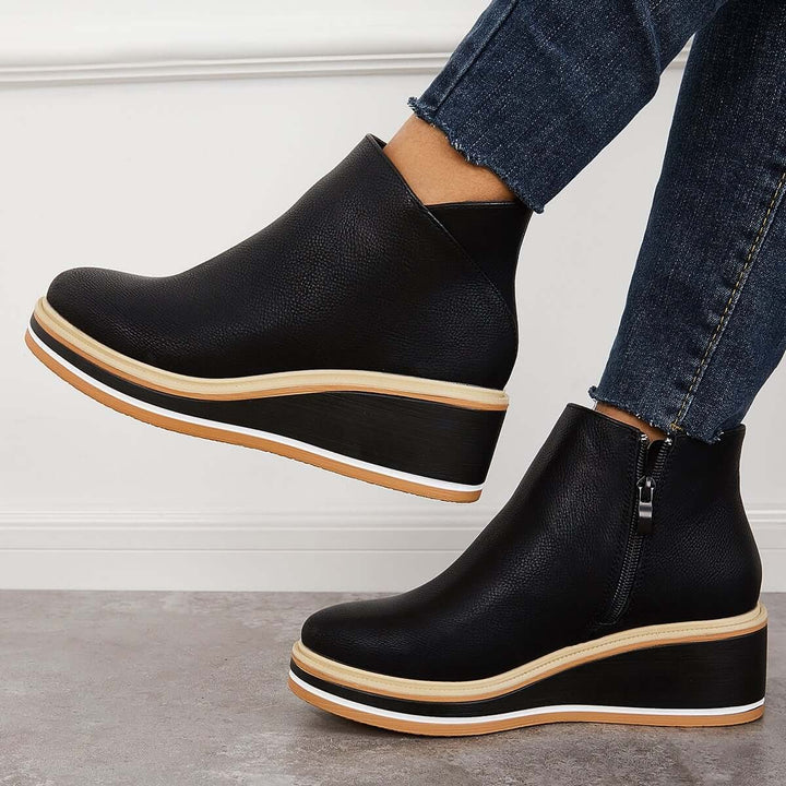 Damen Stiefeletten mit seitlichem Reißverschluss und Plateausohle - image 2