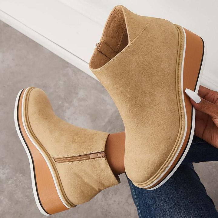 Damen Stiefeletten mit seitlichem Reißverschluss und Plateausohle - image 20