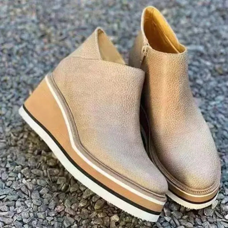 Damen Stiefeletten mit seitlichem Reißverschluss und Plateausohle - image 22