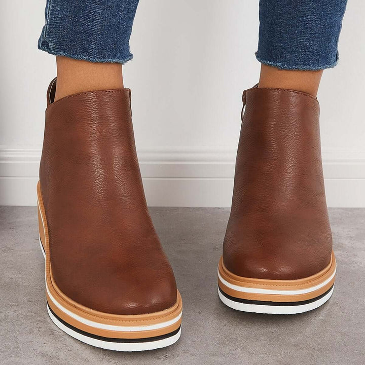 Damen Stiefeletten mit seitlichem Reißverschluss und Plateausohle - image 24