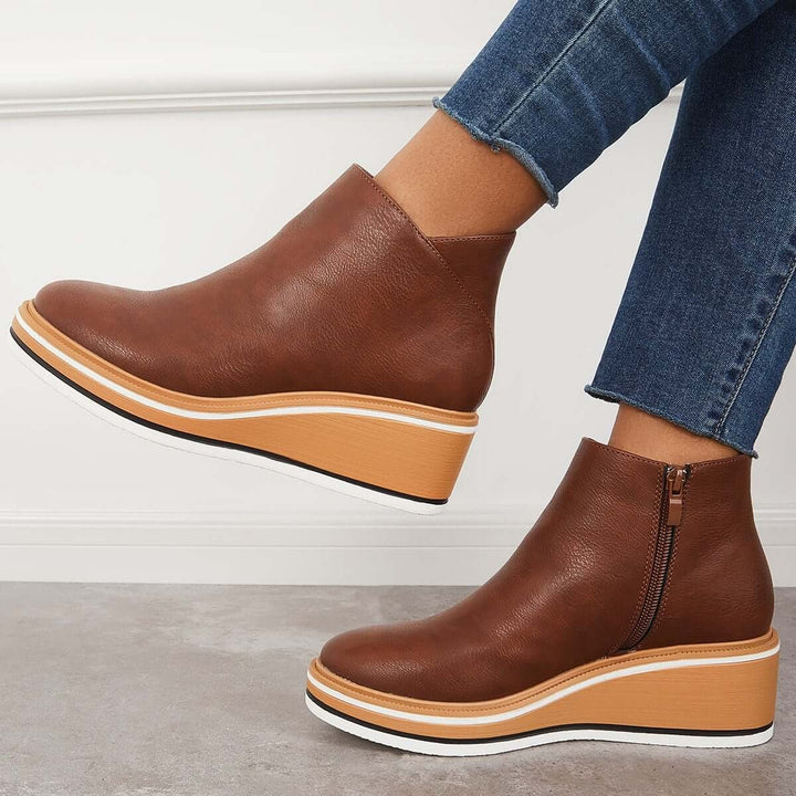 Damen Stiefeletten mit seitlichem Reißverschluss und Plateausohle - image 25