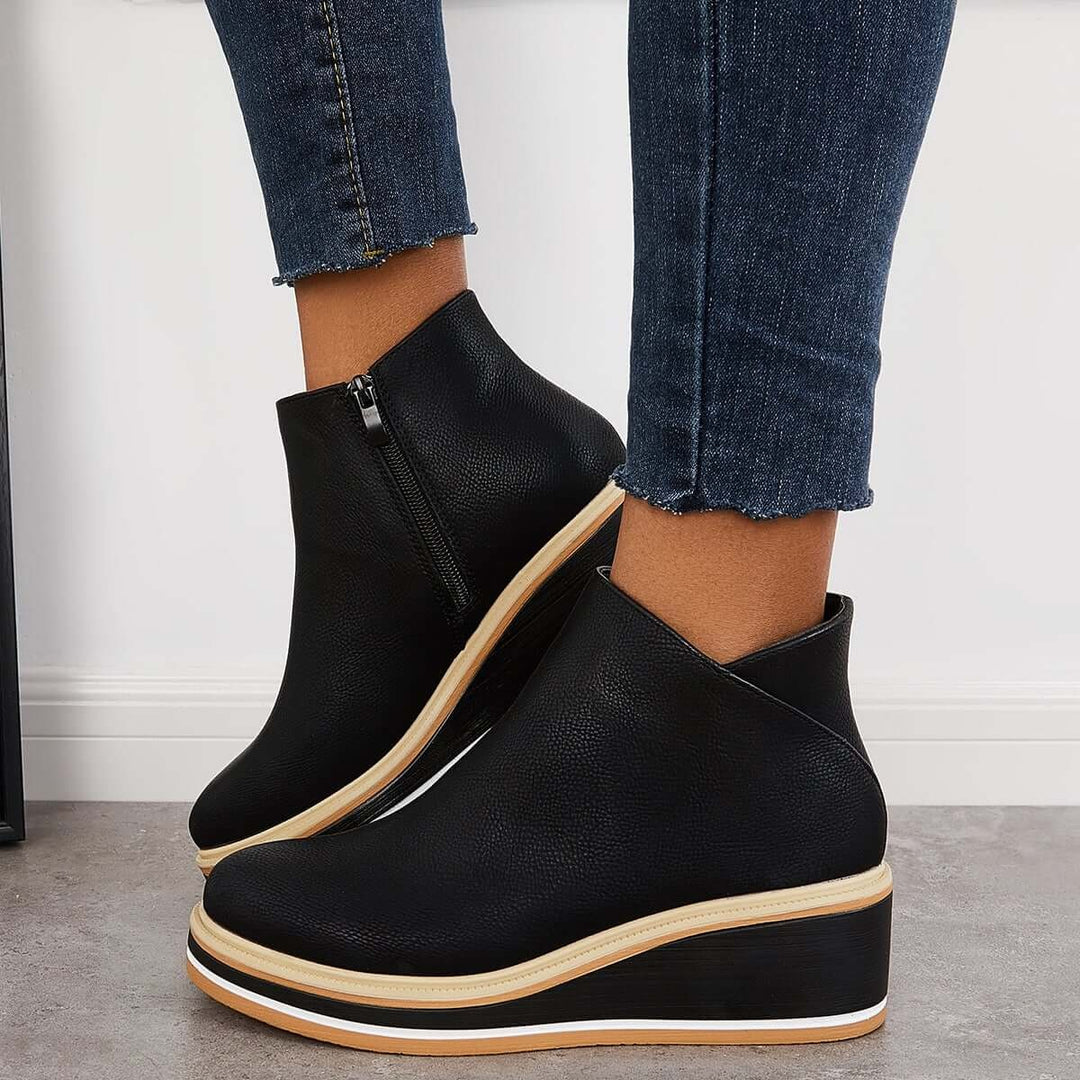 Damen Stiefeletten mit seitlichem Reißverschluss und Plateausohle - image 26