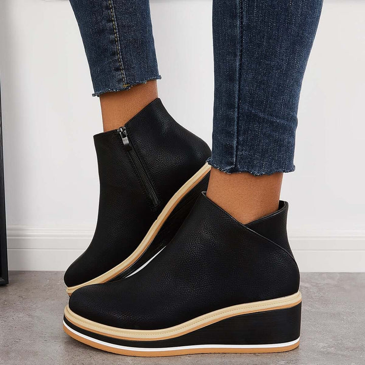 Damen Stiefeletten mit seitlichem Reißverschluss und Plateausohle - image 26