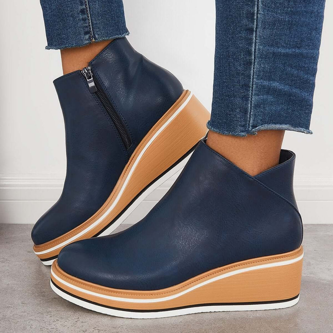 Damen Stiefeletten mit seitlichem Reißverschluss und Plateausohle - image 27