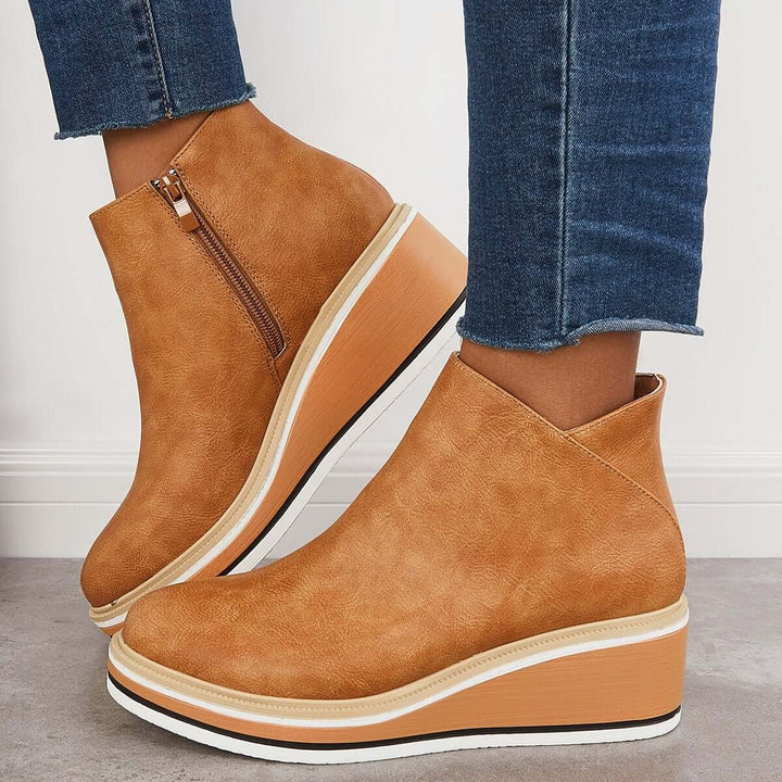 Damen Stiefeletten mit seitlichem Reißverschluss und Plateausohle - image 28