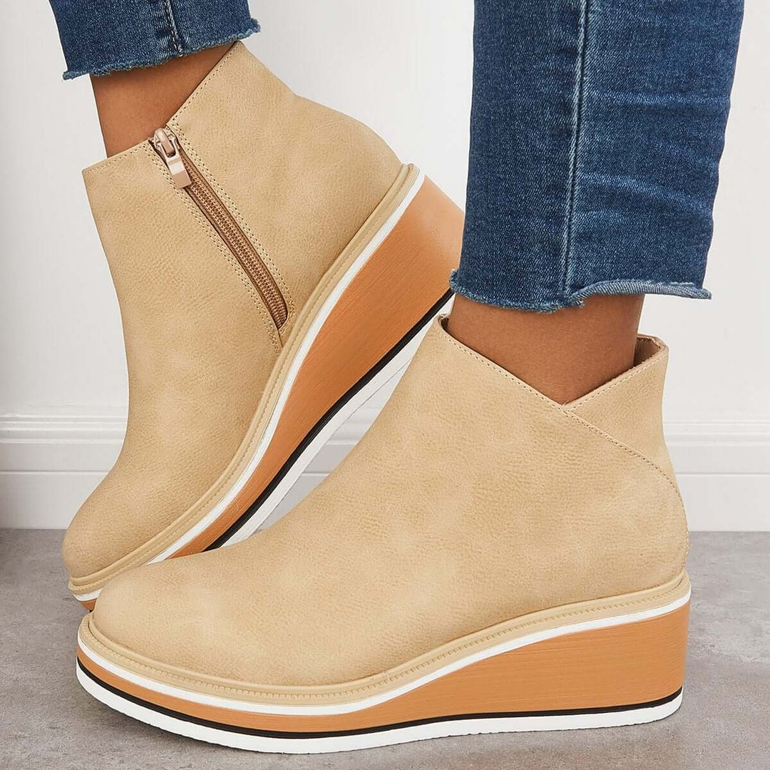 Damen Stiefeletten mit seitlichem Reißverschluss und Plateausohle - image 29