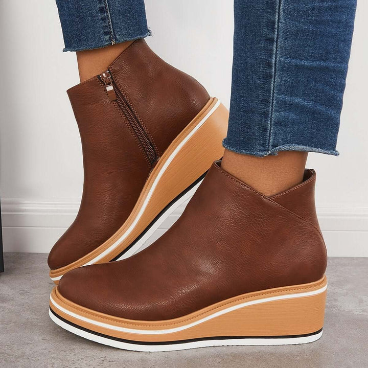 Damen Stiefeletten mit seitlichem Reißverschluss und Plateausohle - image 30
