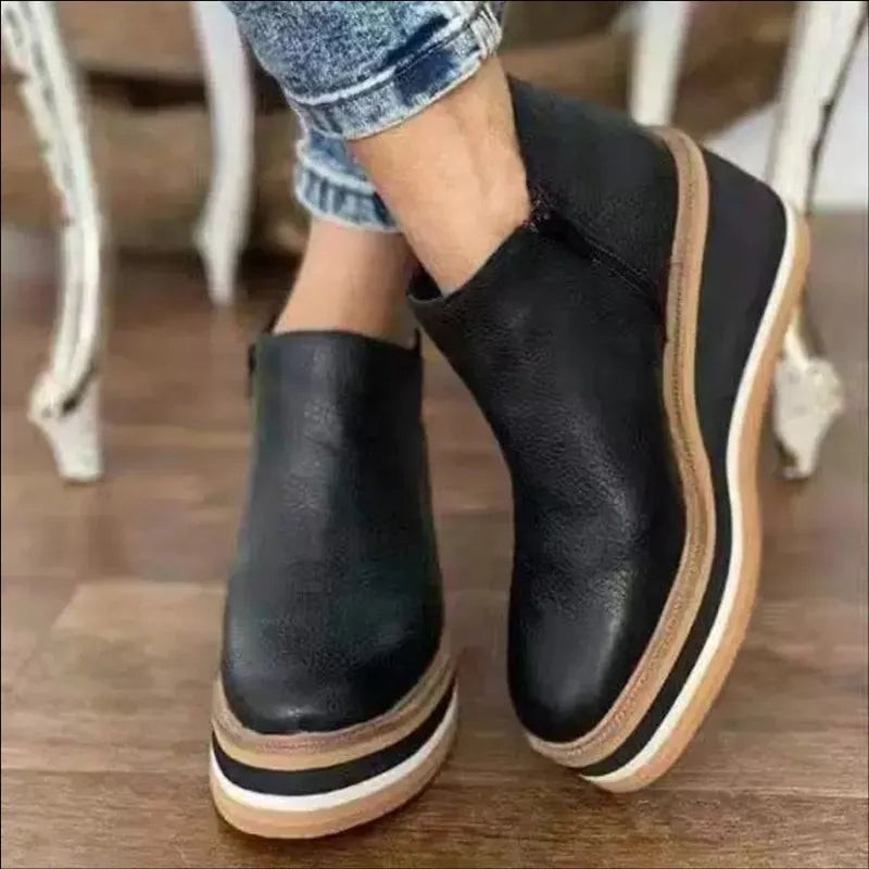 Damen Stiefeletten mit seitlichem Reißverschluss und Plateausohle - image 8