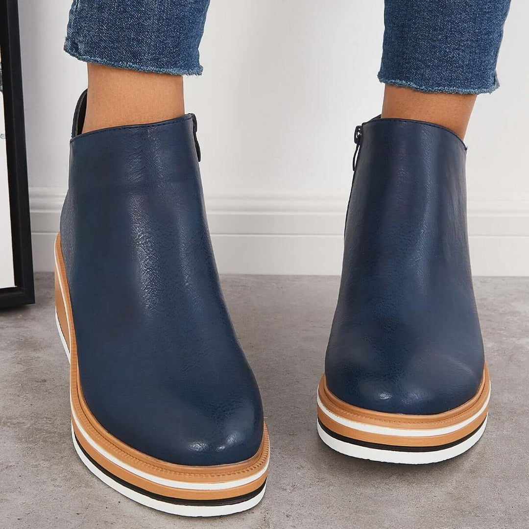 Damen Stiefeletten mit seitlichem Reißverschluss und Plateausohle - image 9